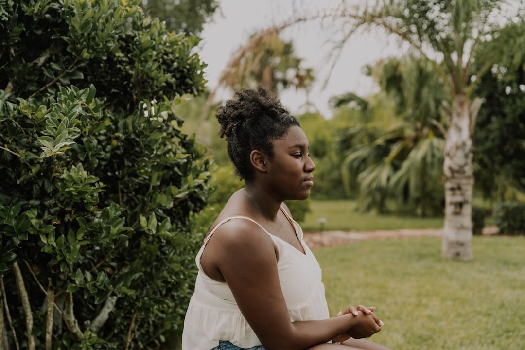 woman meditating in nature